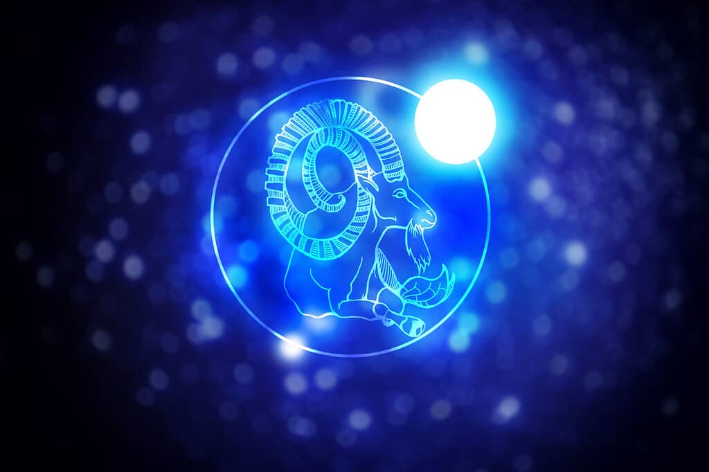 Astrology sign Capricorn against starry sky