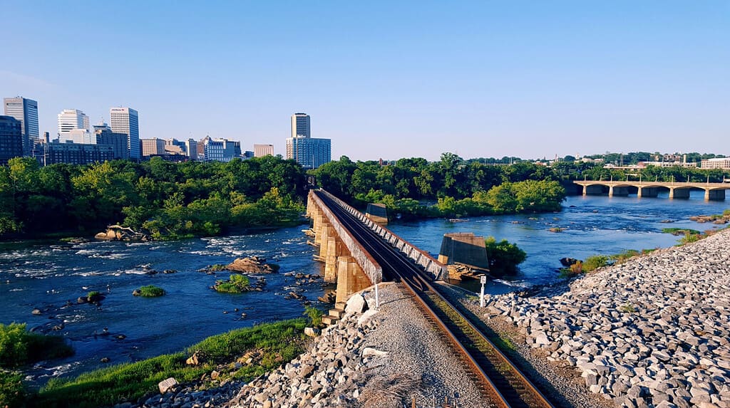 The James river in Richmond, Virginia