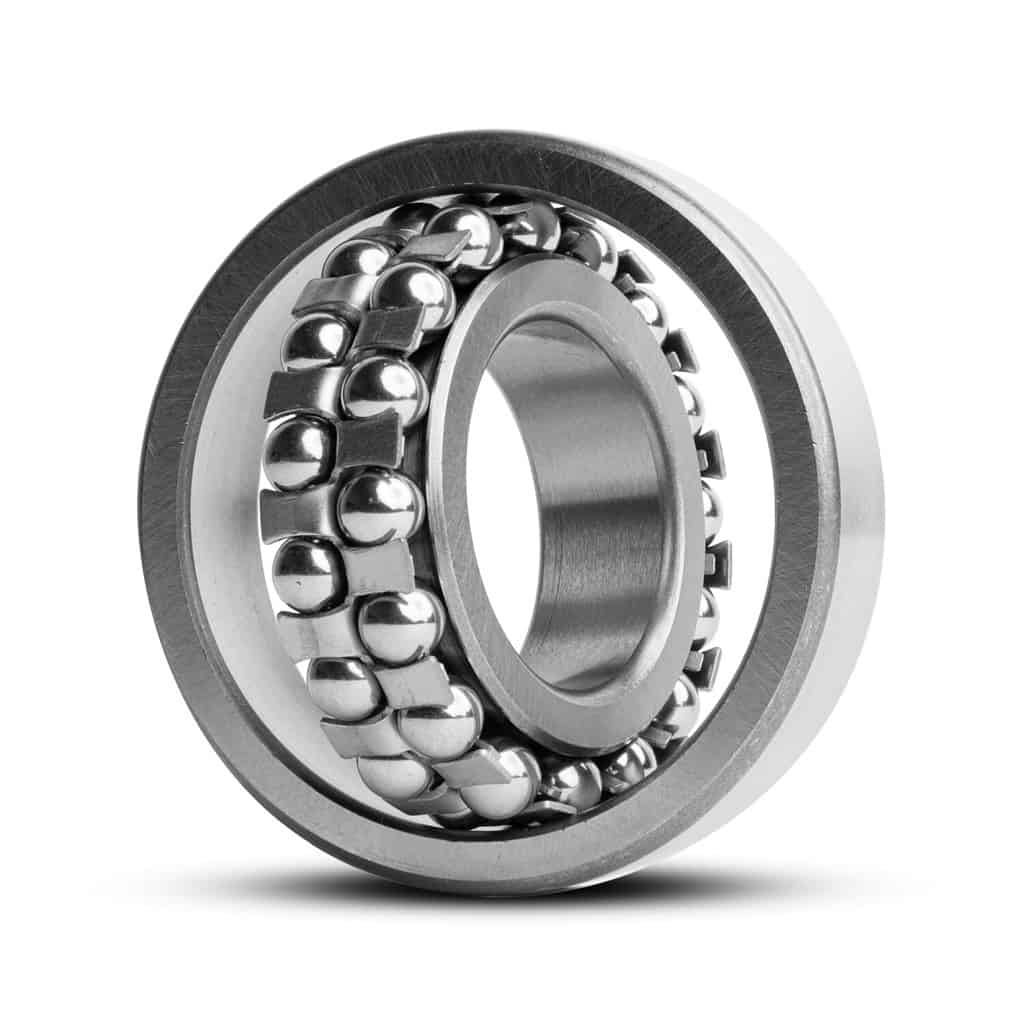 Metal ball bearing with balls on white isolated background. Bearing industrial. Part of the car