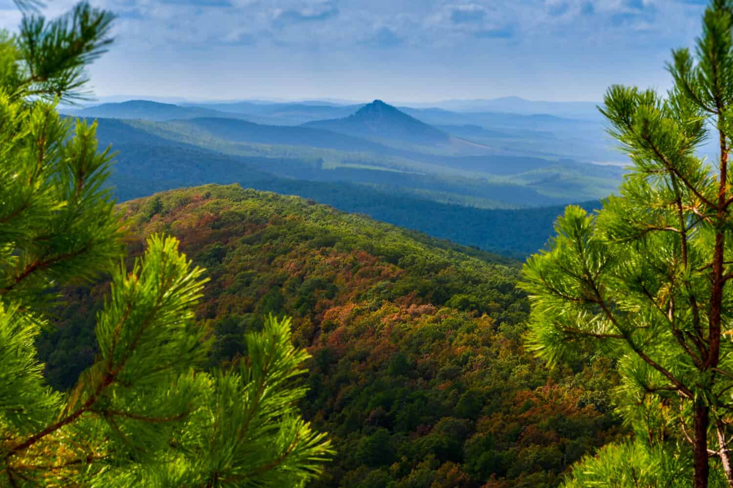 forked mountain in the distance looking over the Ouachita mountains