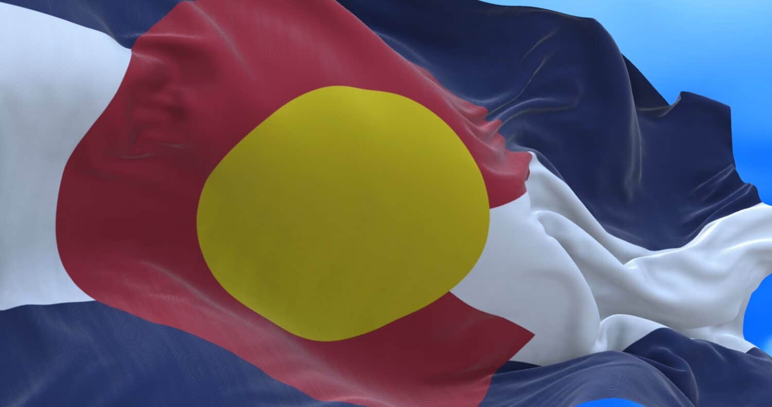 Amazing waving seamless loop of Colorado flag.