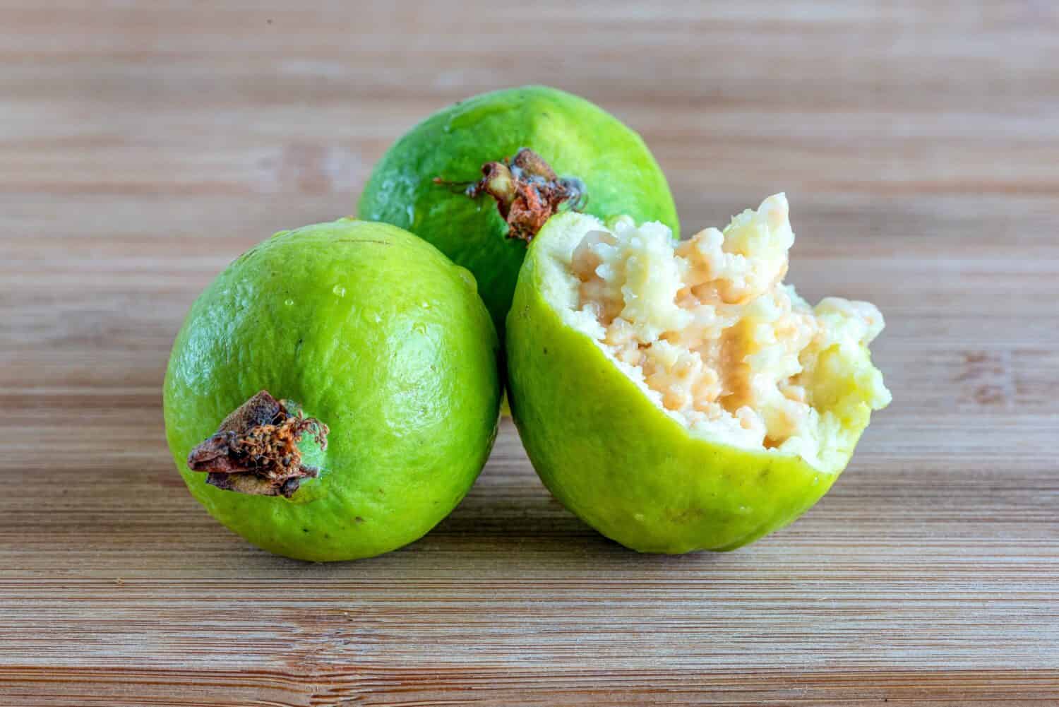 Mexican small guavas shot in studio