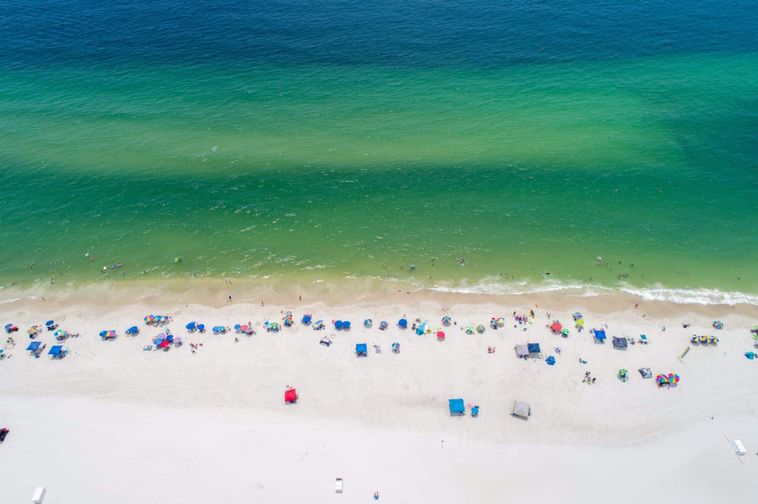 Aerial view of the beachfront at Gulf Shores, Alabama 