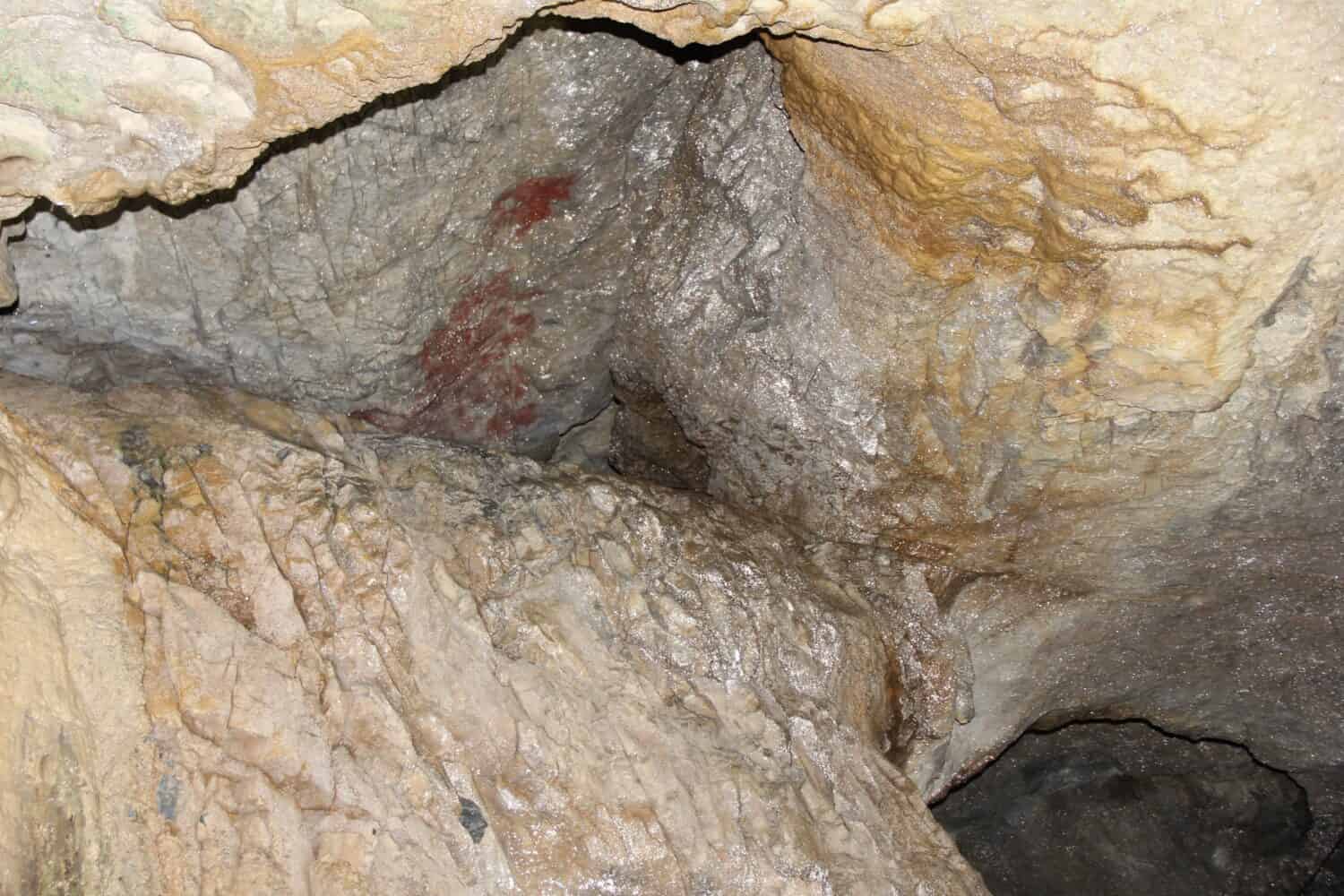 Limestone bedrock underground.