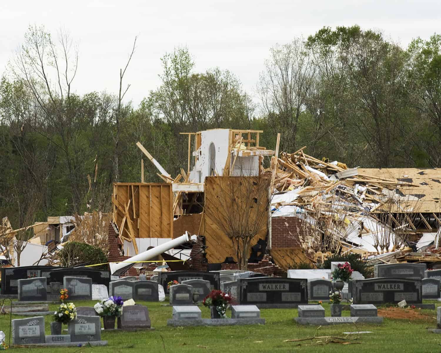 E F 3 Tornado in Magee, Mississippi March 26, 2009 destroys Corinth Baptist Church.