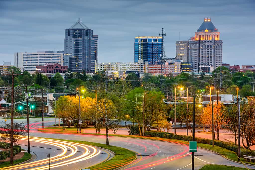 Greensboro, North Carolina, USA downtown skyline.