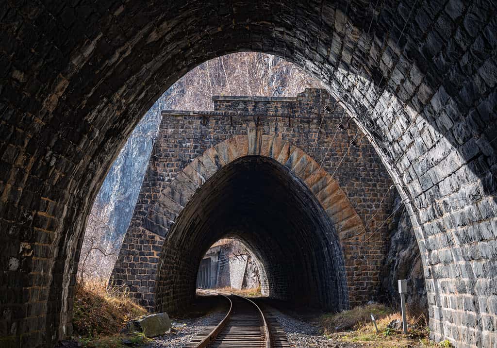 Cascad tunnels on Circum-Baikal railroad