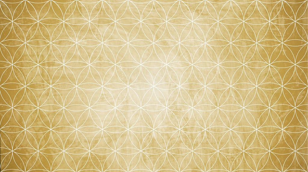Sacred geometry in flower pattern shape on old paper texture