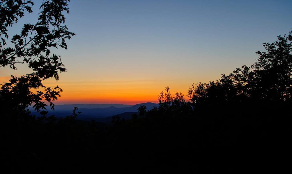 Sunset Springer Mountain, Appalachian Trail, Georgia