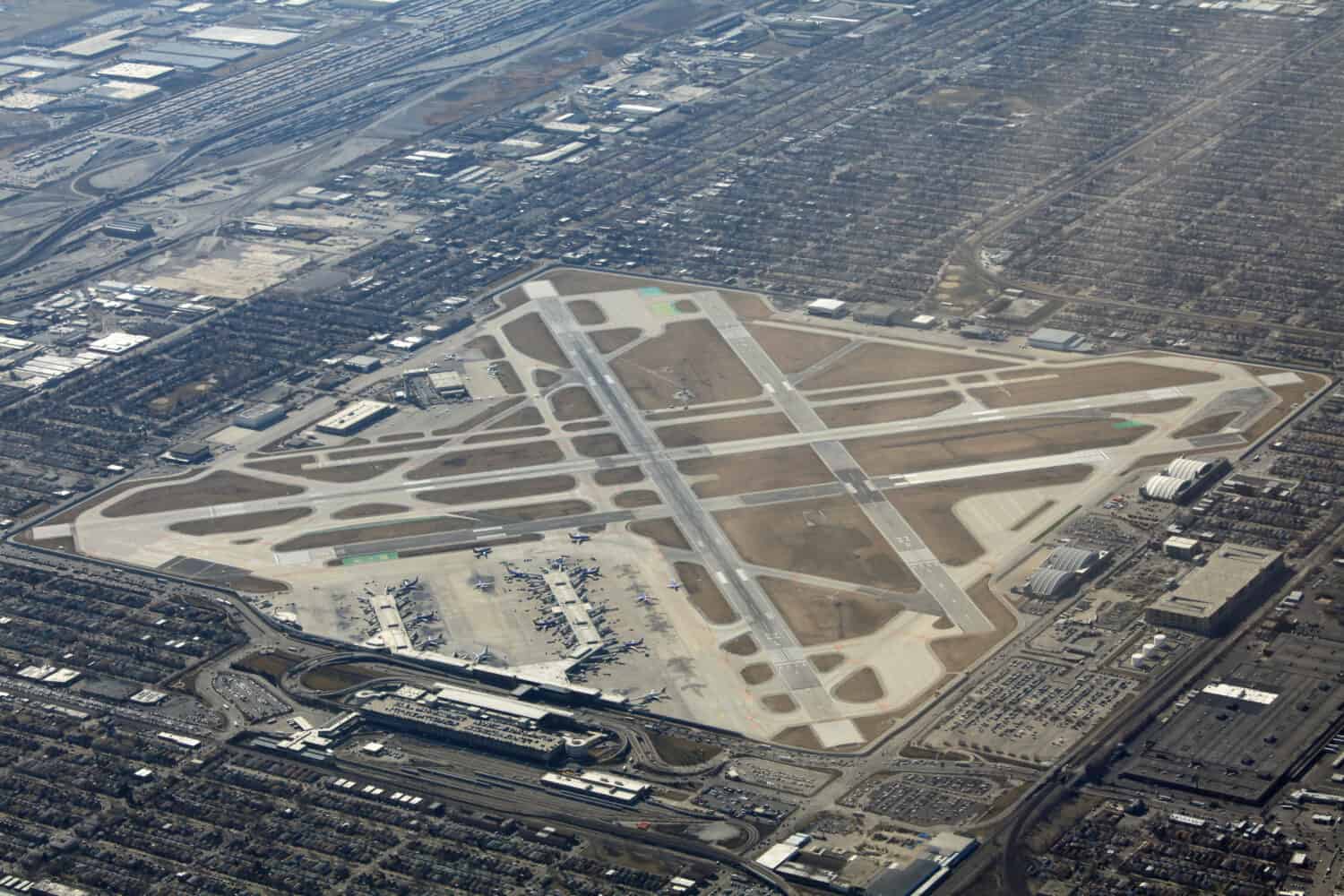 Aerial view of Midway airport in Chicago