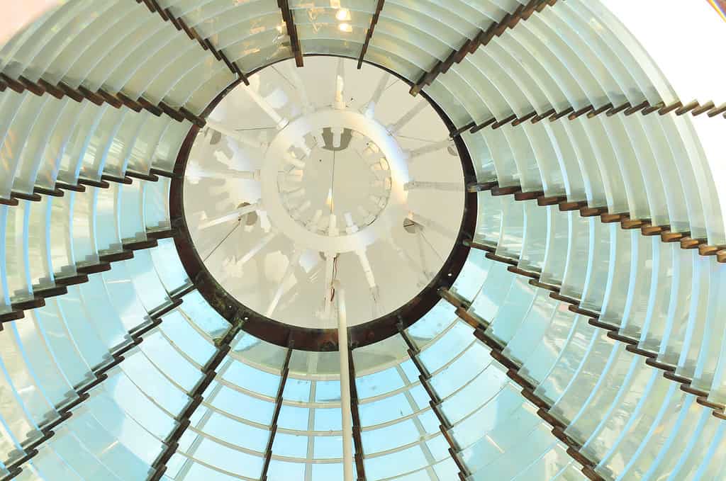 Looking inside the fresnel lens of a lighthouse