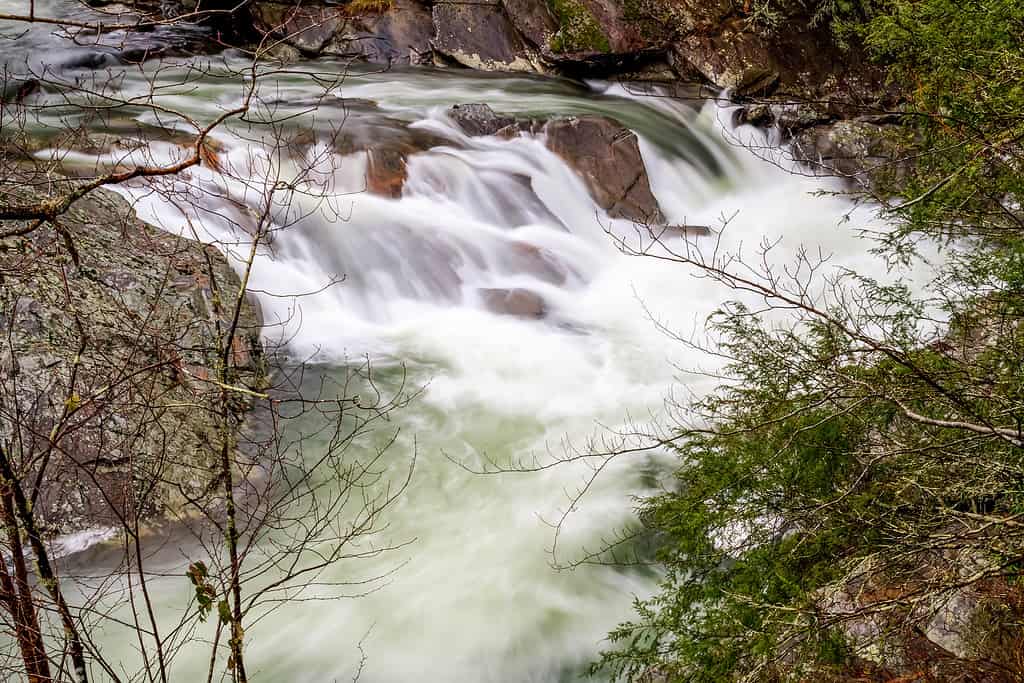 The Sinks is a popular waterfall on the Little River in Great Smoky Mountains National Park, Tennessee