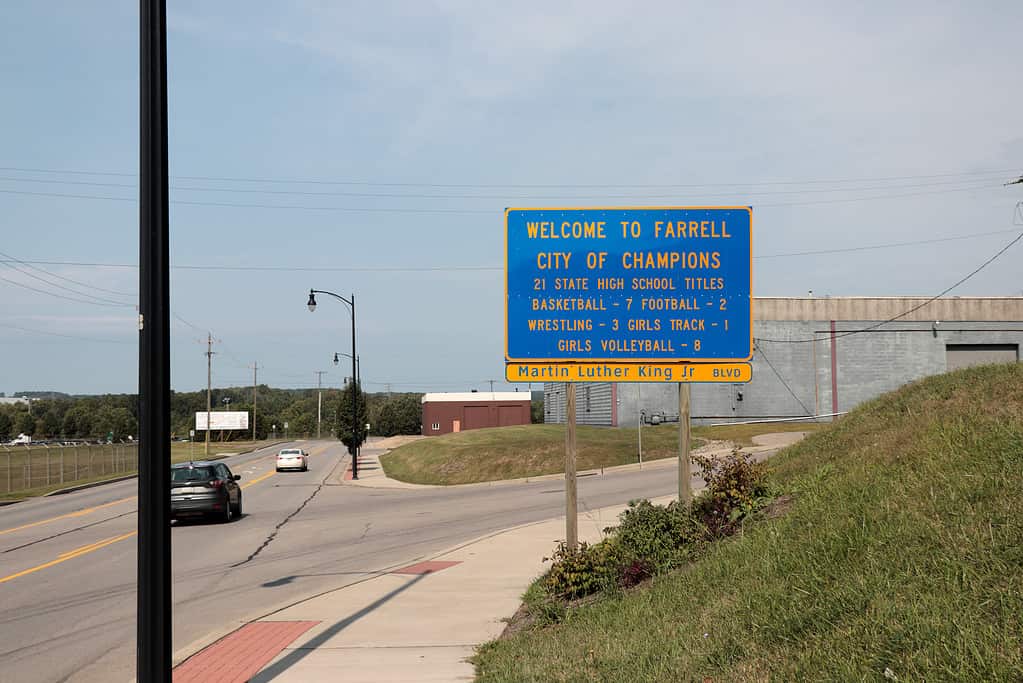 A sign for Farrell city in Pennsylvania