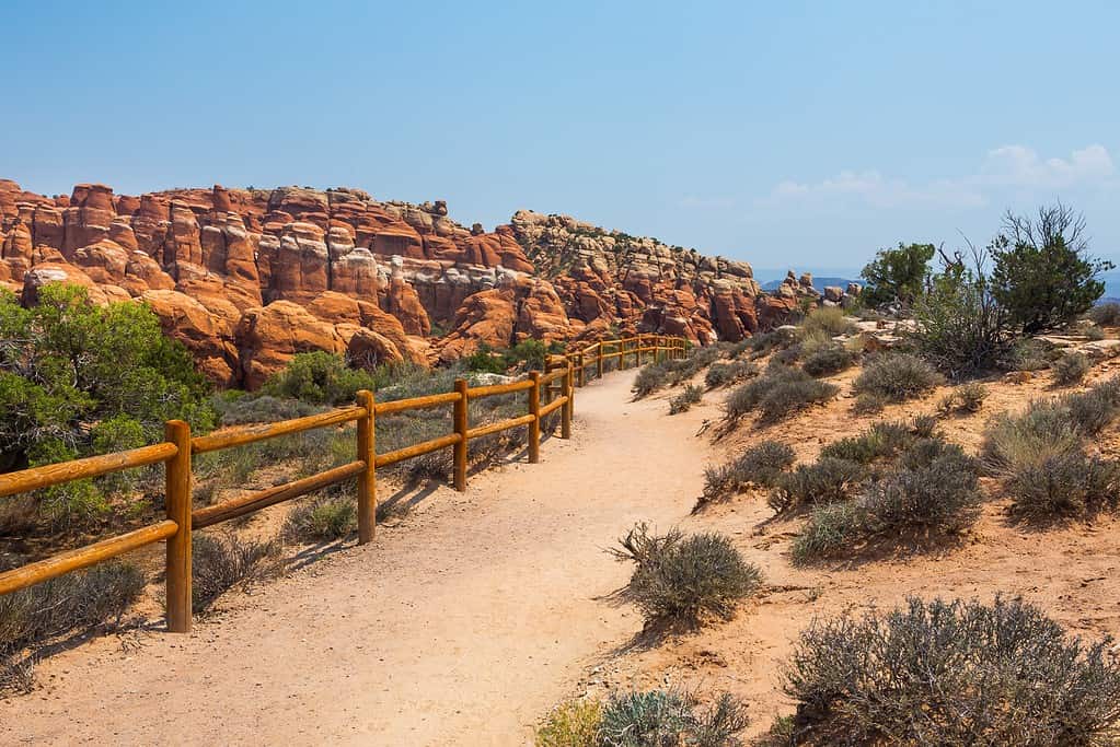 Fiery Furnace viewpoint trail in the Arches National Park, Utah, USA