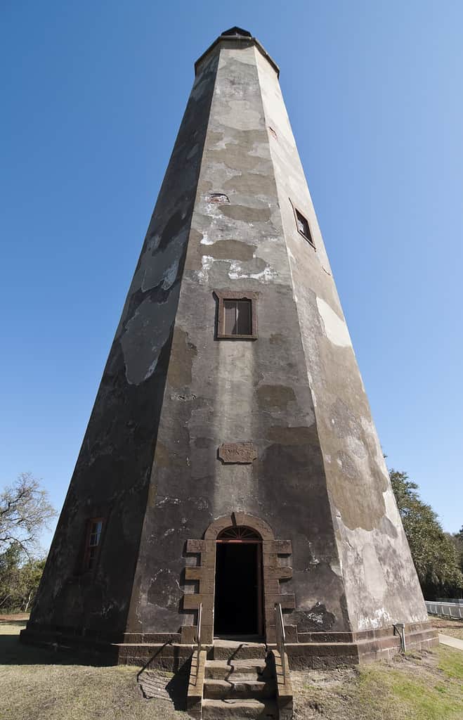 The historic "Old Baldy" lighthouse on Bald Head Island North Carolina.