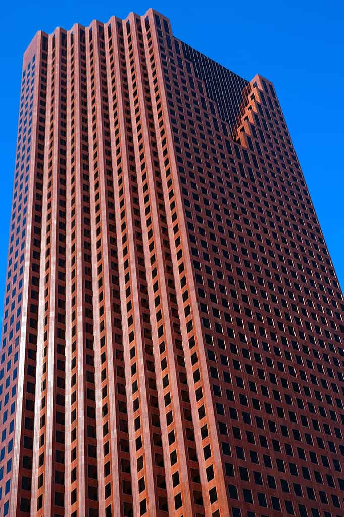 A shot from the ground of the Scotia Plaza