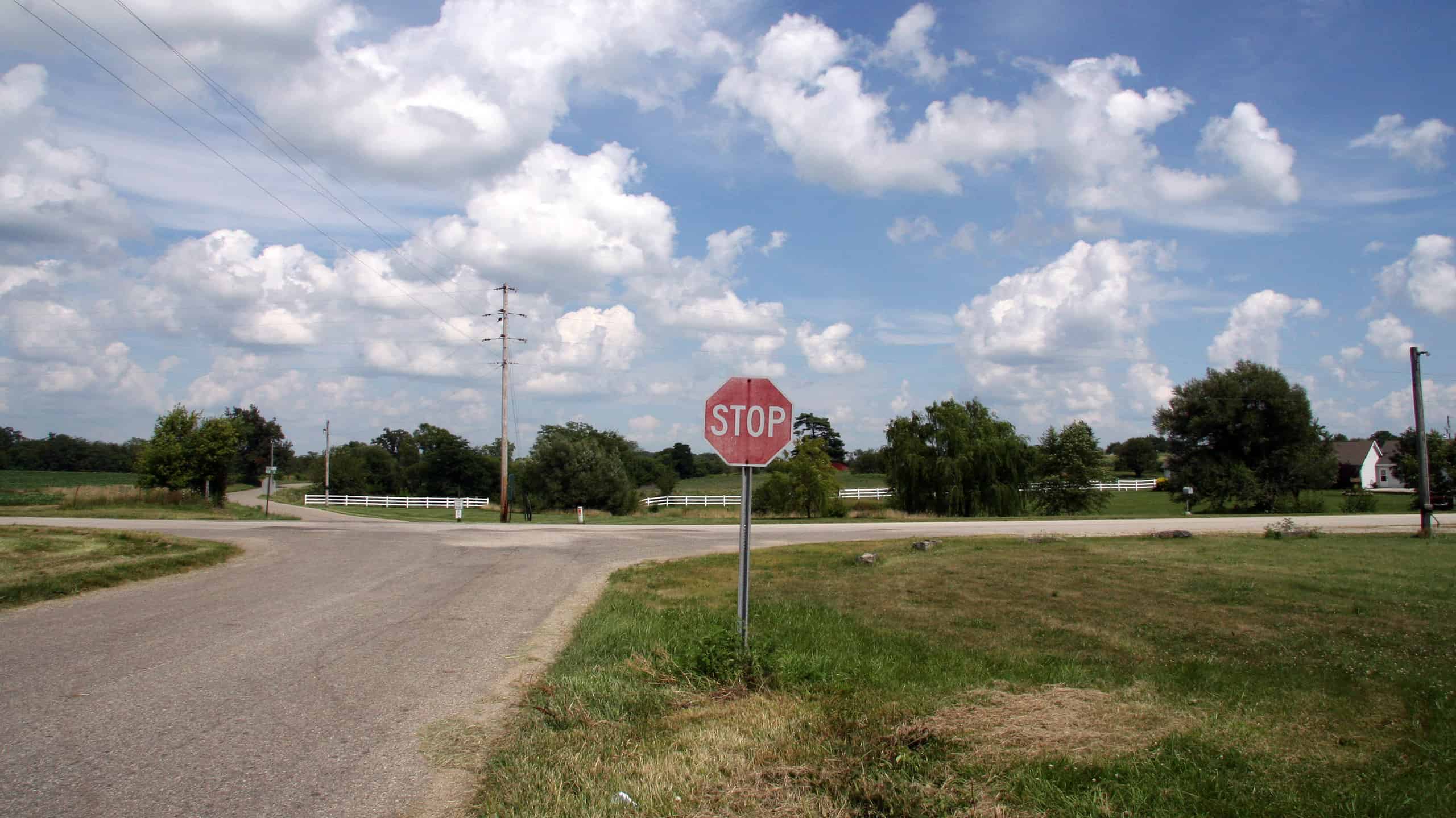 The site of the extinct town of Brisco, Indiana. Photo looks east toward the intersection of Indiana State Road 141 and Warren County Road 650 North.
