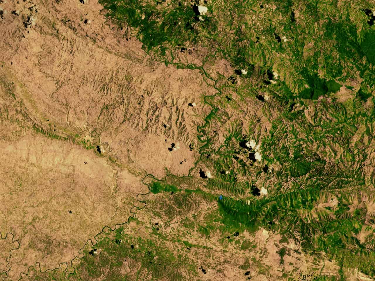 The boundary between Haiti and the Dominican Republic as seen from space.