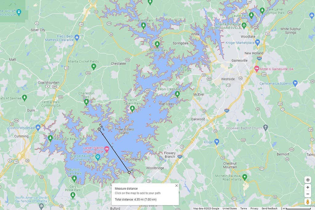 Width of Lake Lanier