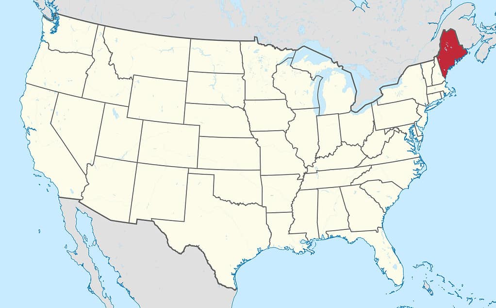 Maine location on United States map