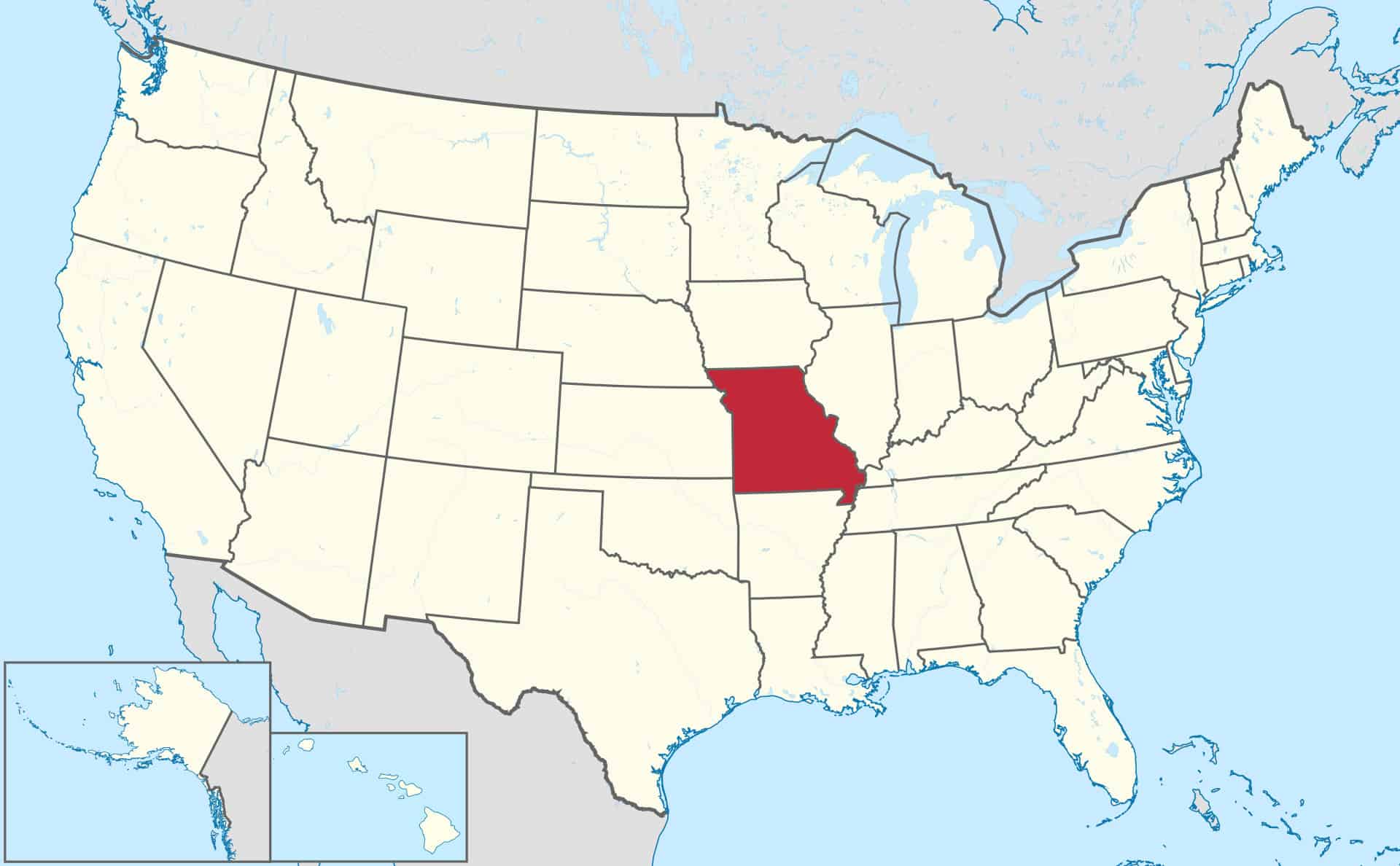 Missouri location on United States map