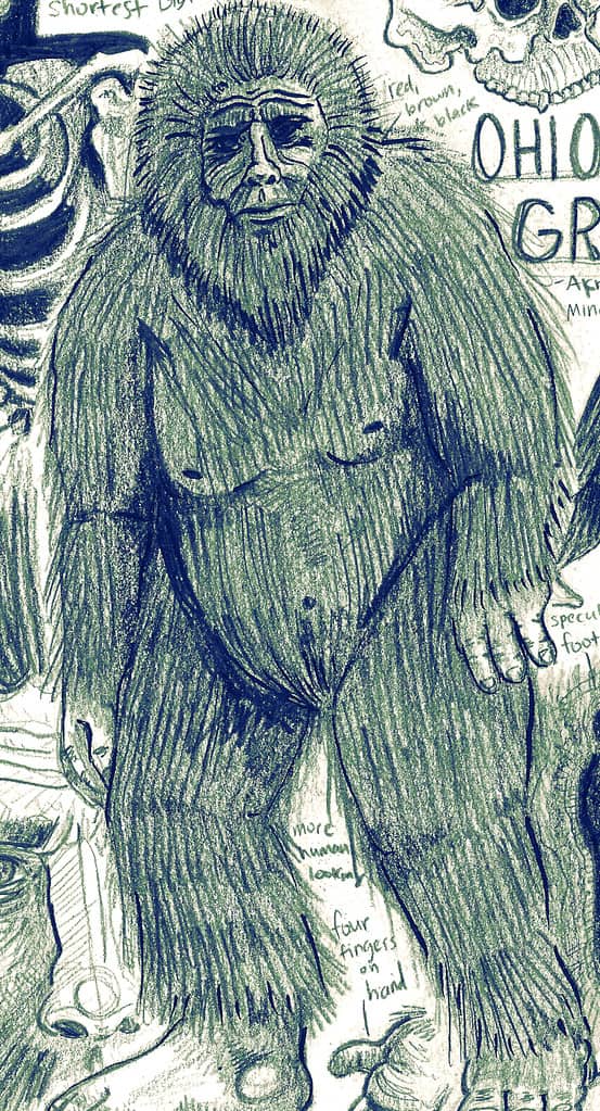 Artist's depiction of Ohio's Bigfoot, known as the Ohio Grassman