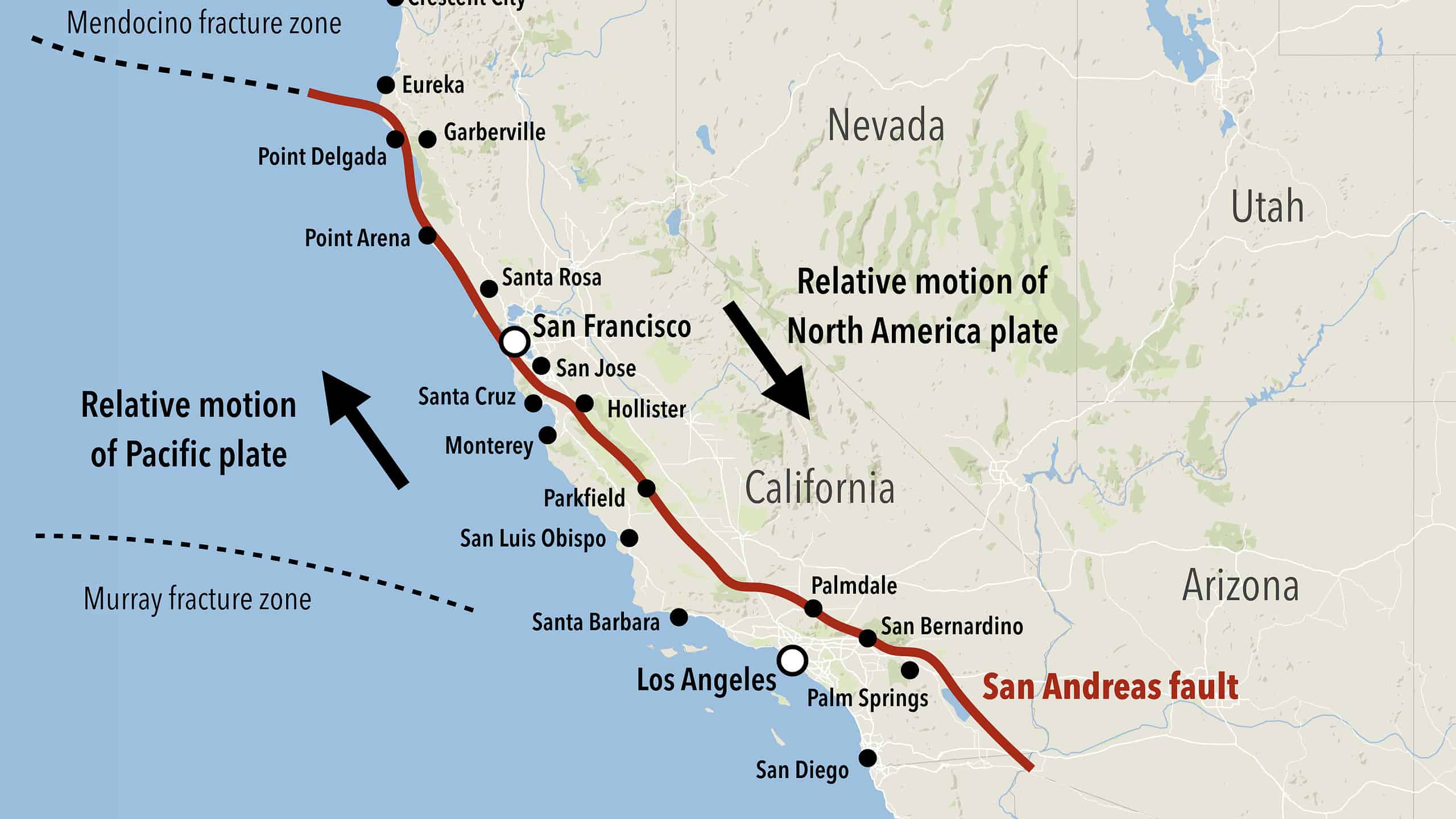 A map of San Andreas Fault line.