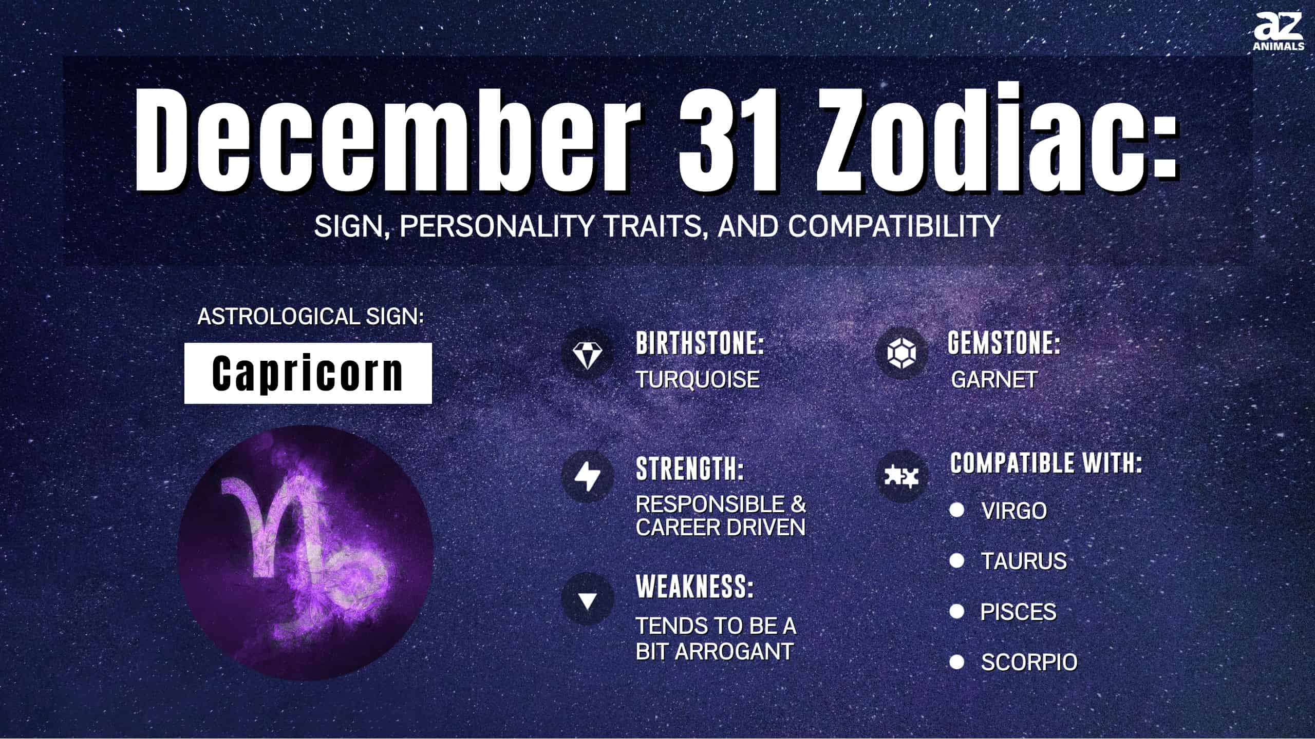 December 31 Zodiac: Sign, Personality Traits, and Compatibility