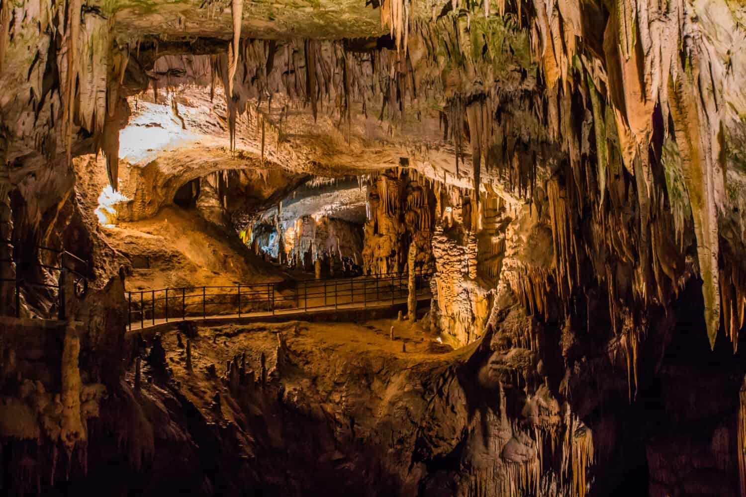 Stalactites and stalagmites inside Postojna Cave, Slovenia