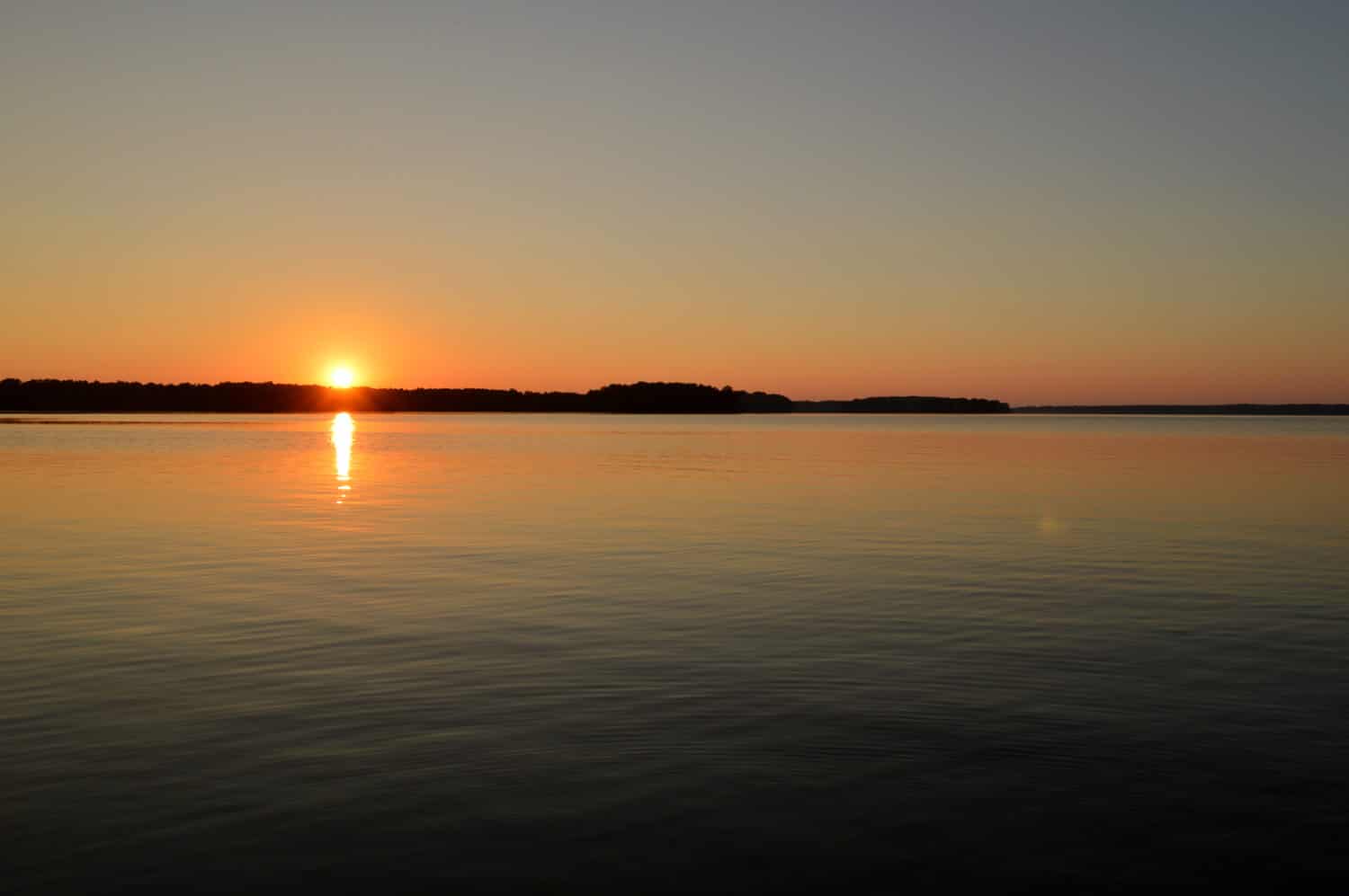 Sunset Reflects On High Rock Lake, NC
