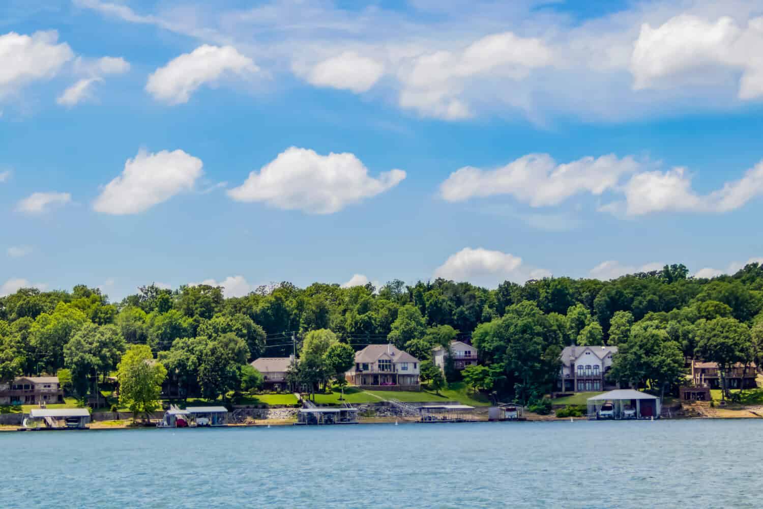 Upscale homes with amazing views on a lake.