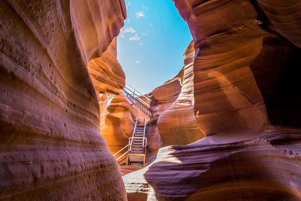 The Lower Antelope Canyon was slowly carved out by flood waters and is prone to flash flooding.