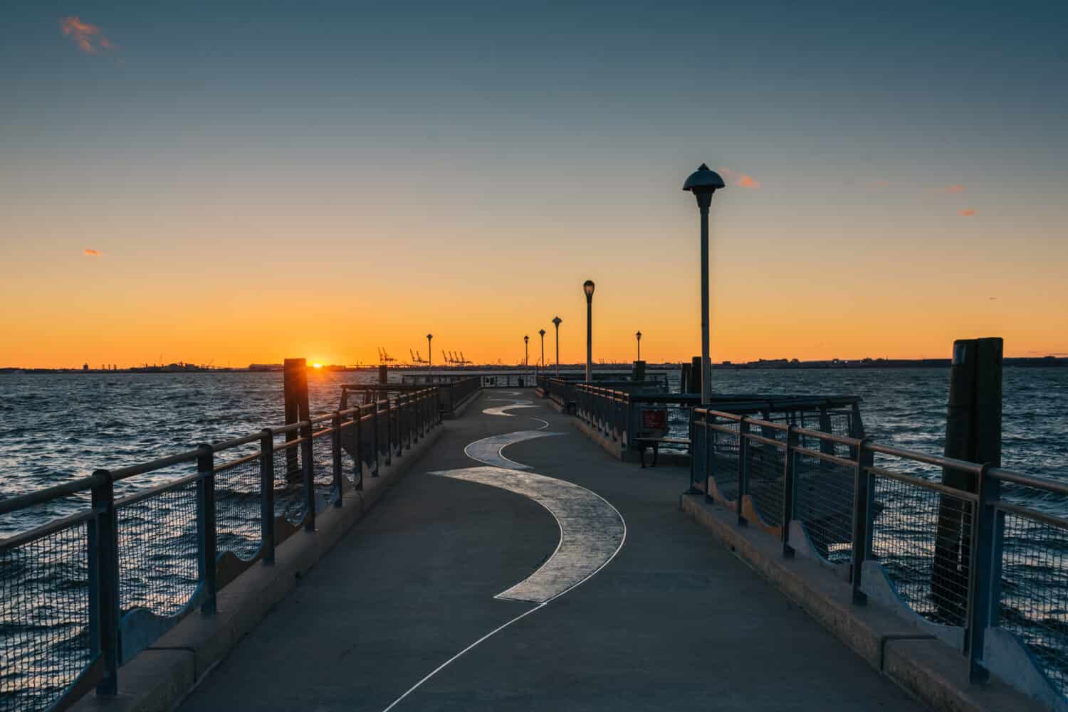 Sunset at Louis Valentino, Jr. Pier, in Red Hook, Brooklyn, New York City