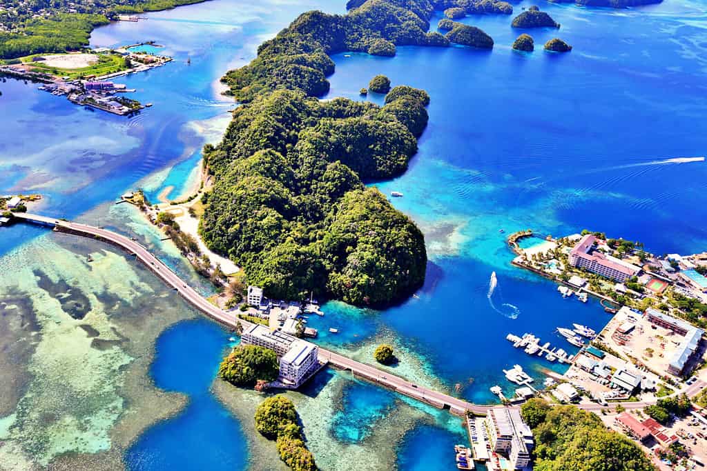 Aerial View of the City of Koror (Palau, Micronesia)