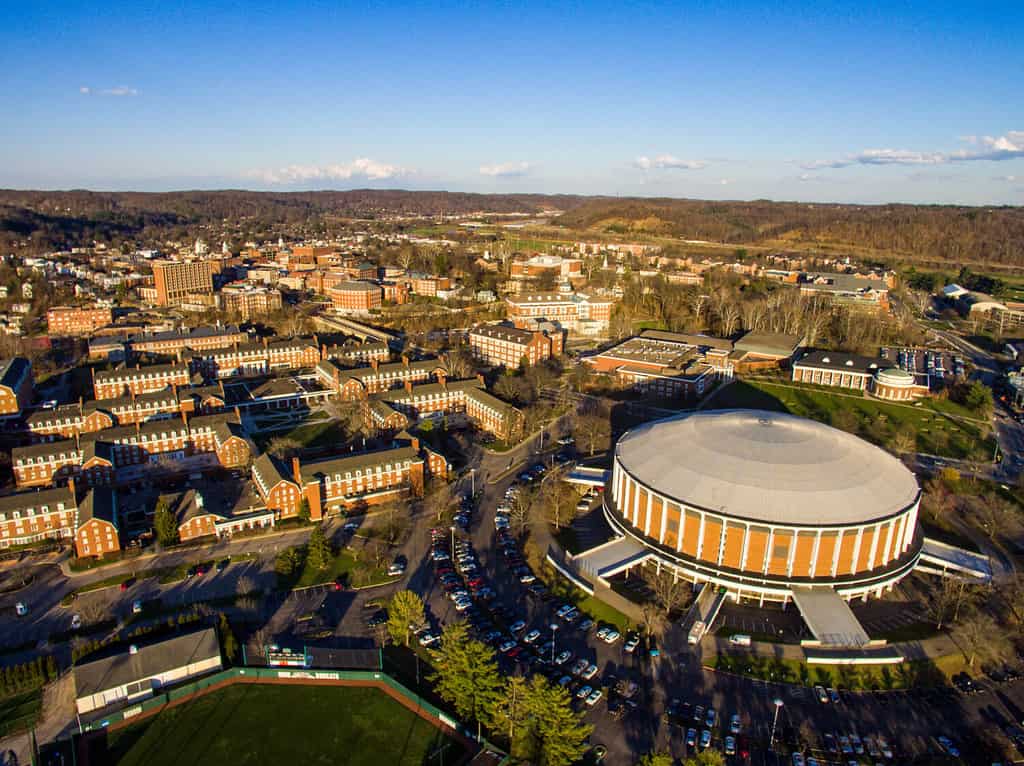Ohio University from above during spring.