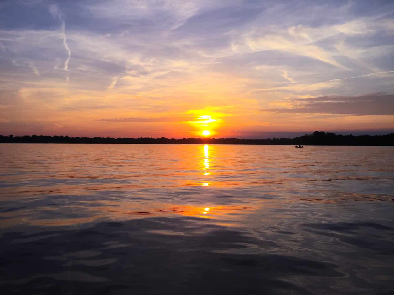 A sunset picture taken at Webster Lake in North Webster, Indiana
