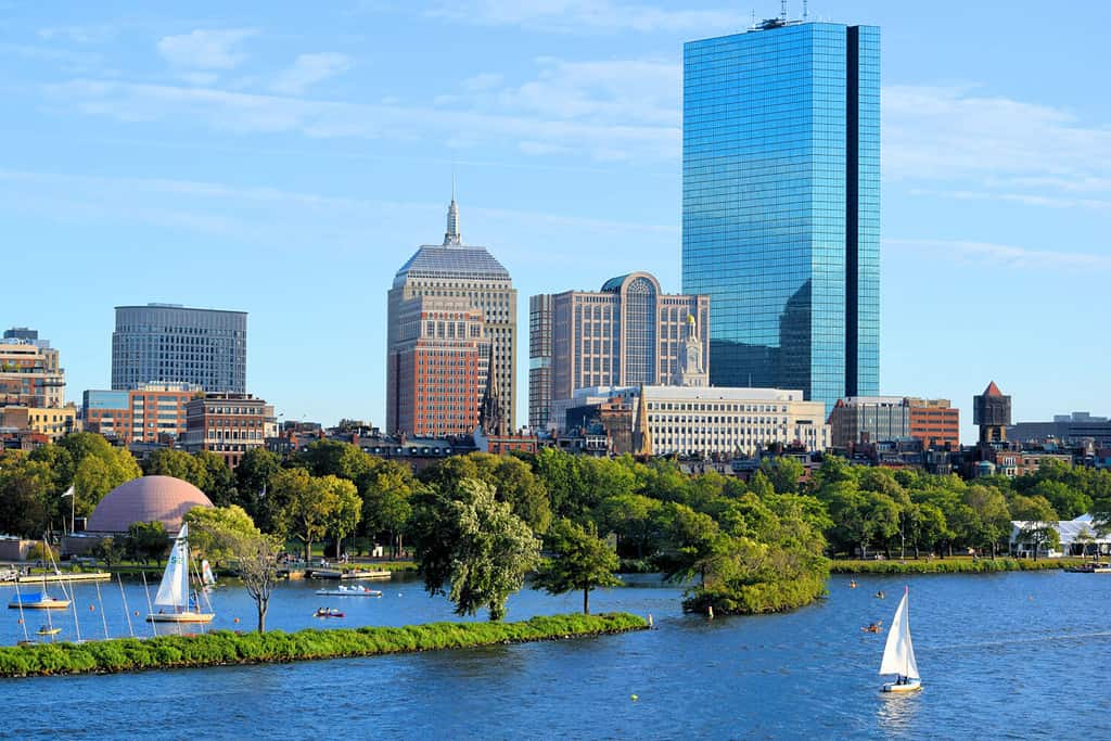 back bay skyline and charles river boston massachusetts