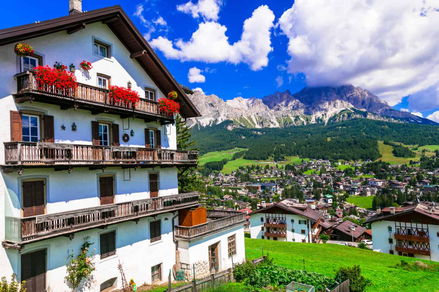 Wonderful valley in Cortina d'Ampezzo - famous ski in northern Italy, Belluno province