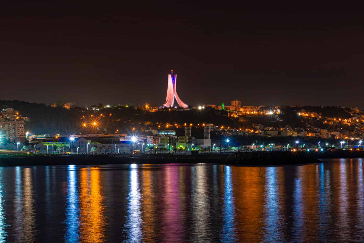View of Algiers at night from Sablette park