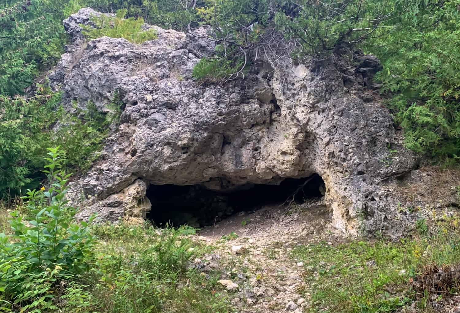 Entrance to Skull Cave in Mackinac Island St. Ignace, Michigan