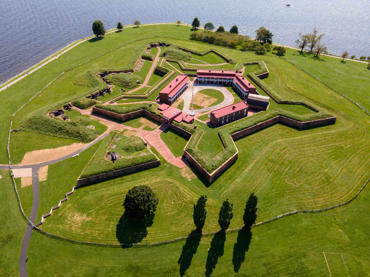 An aerial view of Fort McHenry in Maryland, a historical landmark that represents the state's rich history. 