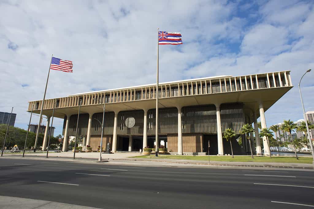 Hawaii State Capital building in Honolulu, Hawaii.