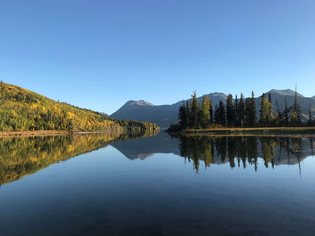Skilak lake Alaska perfect reflection