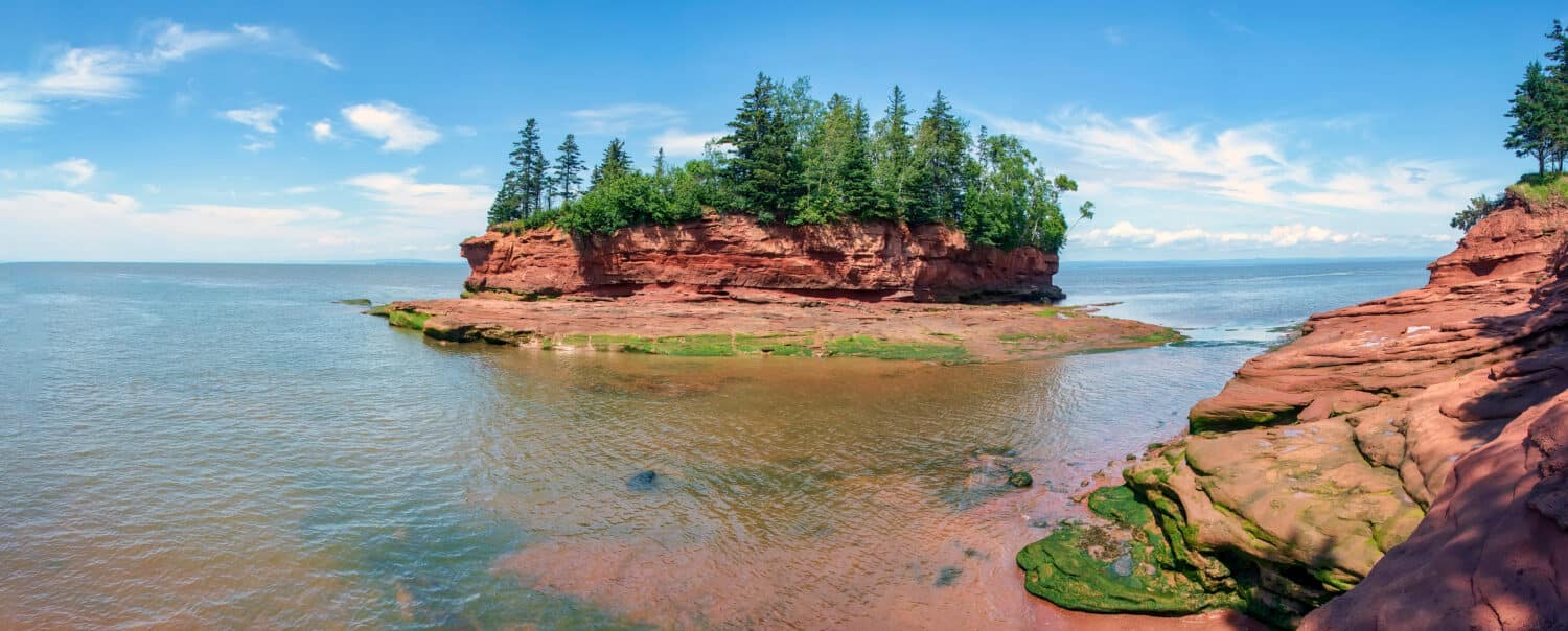 High-tide view of Burntcoat Head Park near Noel, Nova Scotia. Stitch of multiple images to create a single high-resolution panorama.