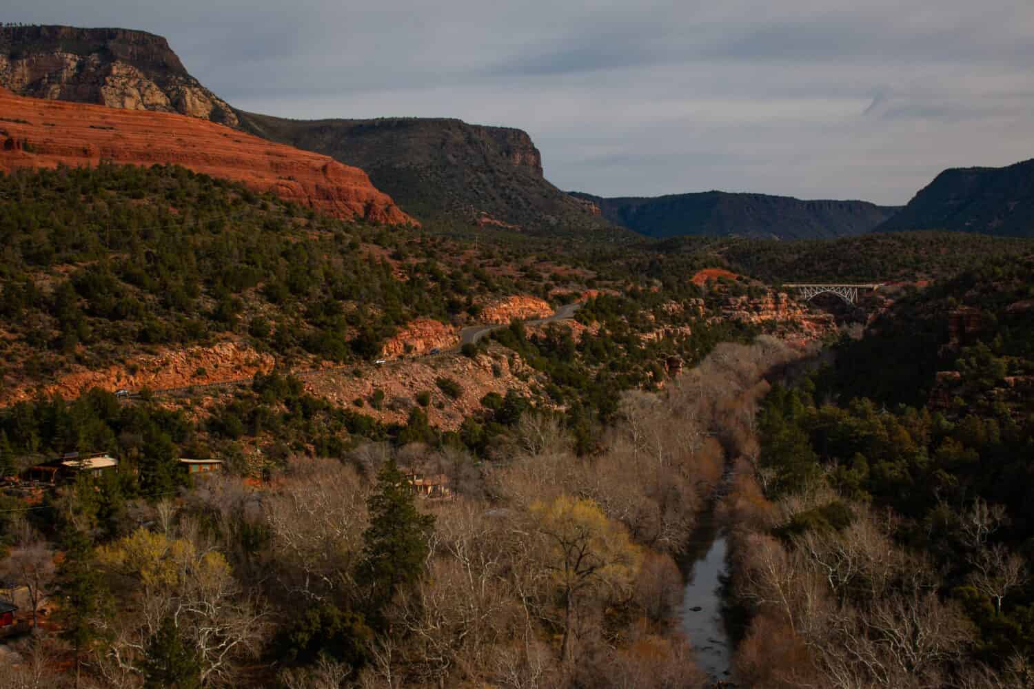The view of Oak Creek from the Munds Wagon Trail near Sedona, Arizona, February 2020