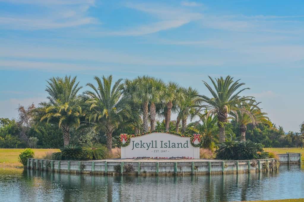 The Jekyll Island Sign for this Barrier Island in Glynn County, Georgia