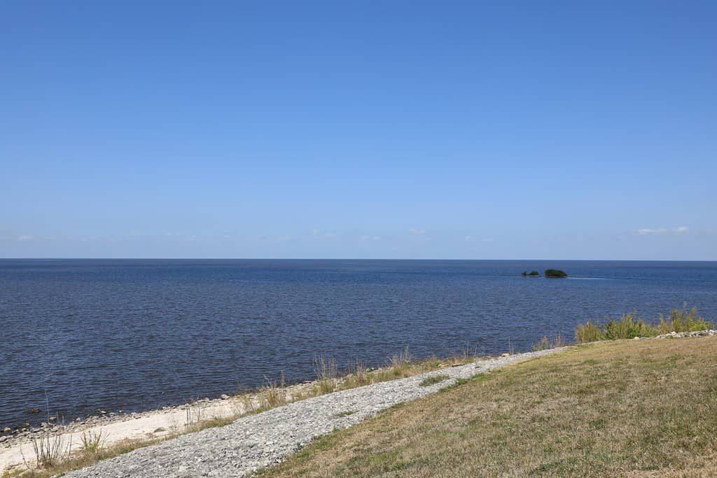 The shores of Lake Okeechobee at Port Mayaca, Florida, where there is a lock and dam.