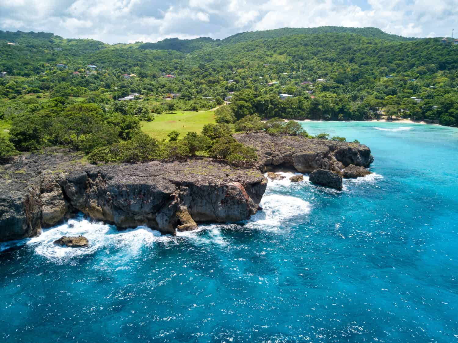 Aerial View Of A Cliff In Portland Jamaica