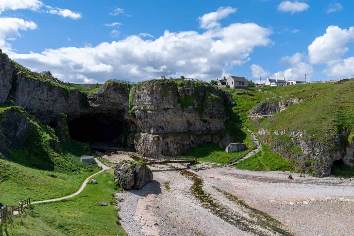 A view of the landmark Smoo Cave on the coast of the northwestern Scottish Higlands