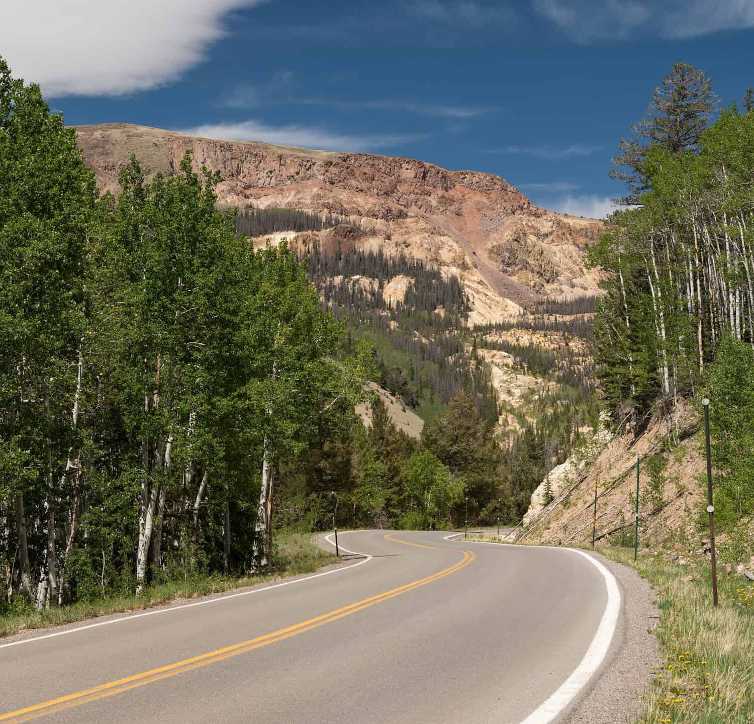 National Natural Landmark Slumgullion Earthflow viewed from the Silver Thread Scenic Byway, Colorado. 